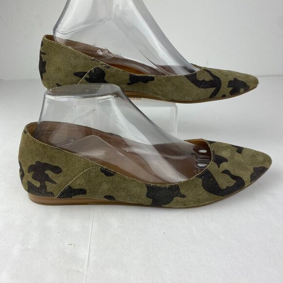 Lucky Brand Womens 8.5 Bethysa Leather Camo Almond Toe Flats Slip On - Picture 1 of 6